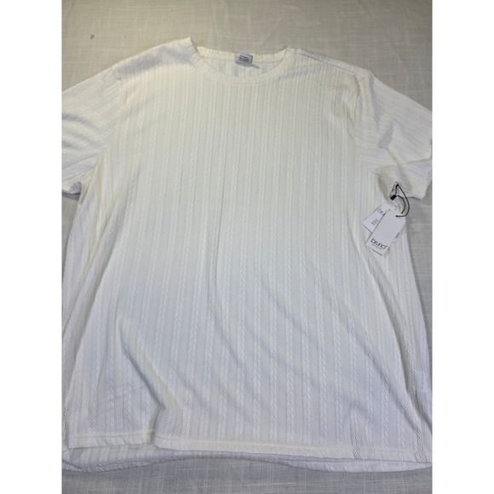 Bruno Milano Men Textured Chevron Stripe Sh Sleeve Tee White 3XL NWT Old Money